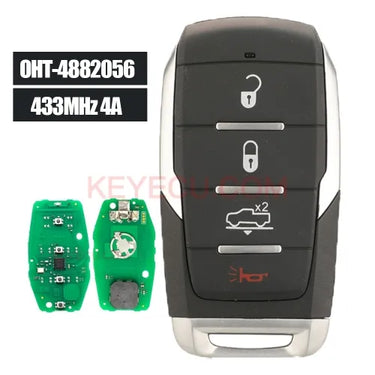 OHT-4882056 Smart Remote Key Fob 4 Button 433.92MHz ASK PCF7939M / HITAG AES / 4A Chip for Ram 1500 2019 2020 PN: 68291688AD